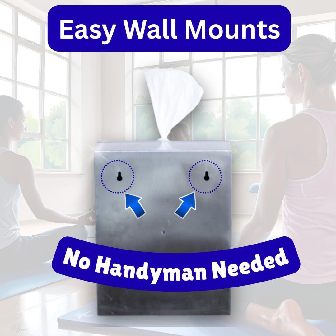 image:imageTazza Stainless Steel WallMounted Gym Equipment Wipe Dispenser NoTouch Sanitizing Wipes Holder Easy to Install amp Refill Ideal for Gyms Studios amp Commercial Use