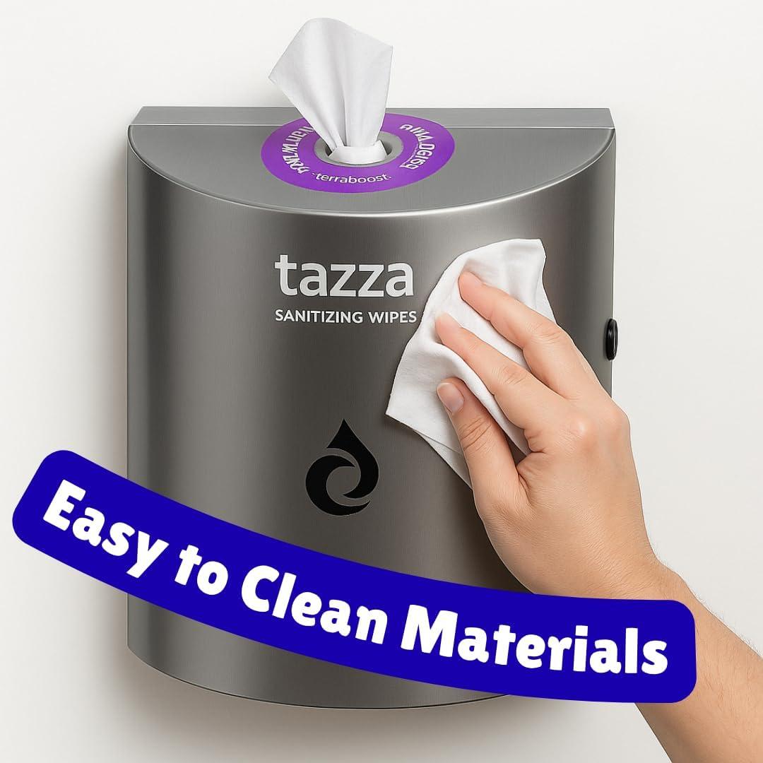 image:imageTazza Stainless Steel WallMounted Gym Equipment Wipe Dispenser NoTouch Sanitizing Wipes Holder Easy to Install amp Refill Ideal for Gyms Studios amp Commercial Use
