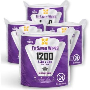 Tazza TAZZAWP1200 Wet Wipes – Bulk 4 x 1200 Ct, Durable Pre-Saturated Cleaning Gym Equip Wipes. 1 penny a wipe!